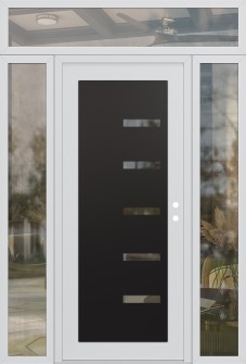 Diamond C8 68" x 96" white/white clear Glass Panel black LHI with 2 Sidelites and Transom clear Glass