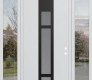 DIAMOND A9 68" X 96" BLACK/WHITE FROSTED GLASS PANEL BLACK RHI WITH 2 SIDELITES AND TRANSOM CLEAR GLASS