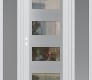 Modern Steel Front Door Diamond C2 68" x 80" white/white clear Glass Panel stainless steel RHI with 2 Sidelites frosted Glass