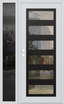 Diamond C9 52" x 80" white/white clear Glass Panel black RHI with Sidelite mirrored Glass