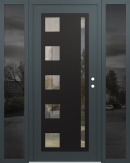 Diamond C3 60" x 80" anthracite/anthracite clear Glass Panel black LHI with 2 Sidelites mirrored Glass