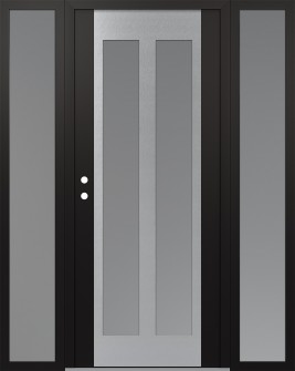 Diamond C14 60" x 80" black/white frosted Glass Panel stainless steel RHI with 2 Sidelites frosted Glass