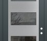 Modern Steel Front Door Diamond C2 36" x 96" anthracite/anthracite mirrored Glass Panel stainless steel LHI with Transom clear Glass