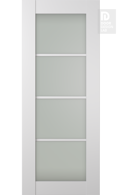 Modern Interior DOOR SLAB SMART PRO 4 LITE VETRO POLAR WHITE 32" X 80" X 1 3/4" TEMPERED FROSTED GLASS