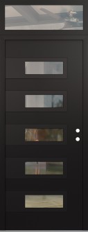 Diamond D3 36" x 96" black/black clear Glass Panel black LHI with Transom clear Glass
