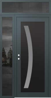 Diamond C4 50" x 96" anthracite/anthracite frosted Glass Panel black RHI with Sidelite and Transom mirrored Glass