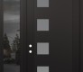 Modern Steel Front Door Diamond C5 48" x 96" black/white frosted Glass Panel black RHI with Sidelite and Transom mirrored Glass
