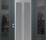 Modern Steel Front Door Diamond C14 68" x 96" anthracite/anthracite frosted Glass Panel stainless steel RHI with 2 Sidelites and Transom mirrored Glass