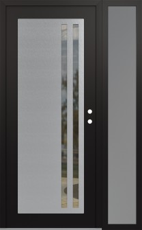Diamond C6 52" x 80" black/black clear Glass Panel stainless steel LHI with Sidelite frosted Glass