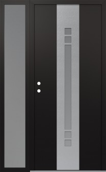 DIAMOND A4 50" X 80" BLACK/WHITE FROSTED GLASS PANEL STAINLESS STEEL RHI WITH SIDELITE FROSTED GLASS