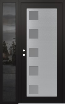 Diamond C5 52" x 80" black/white frosted Glass Panel stainless steel RHI with Sidelite mirrored Glass