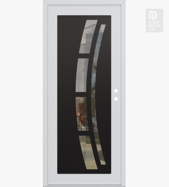 Modern Steel Front Door Diamond C12 36" x 80" white/white clear Glass Panel black LHI