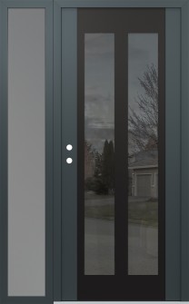 Diamond C14 50" x 80" anthracite/anthracite mirrored Glass Panel black RHI with Sidelite frosted Glass