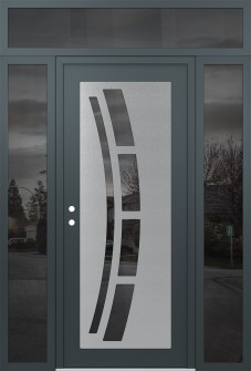 Diamond C12 64" x 96" anthracite/anthracite mirrored Glass Panel stainless steel RHI with 2 Sidelites and Transom mirrored Glass