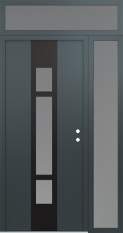 DIAMOND A9 52" X 96" ANTHRACITE/ANTHRACITE FROSTED GLASS PANEL BLACK LHI WITH SIDELITE AND TRANSOM FROSTED GLASS