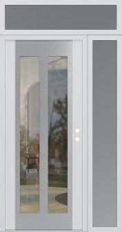 Diamond C14 52" x 96" white/white clear Glass Panel stainless steel LHI with Sidelite and Transom frosted Glass