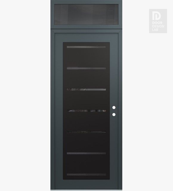 Modern Steel Front Door Diamond C11 36" x 96" anthracite/anthracite mirrored Glass Panel black LHI with Transom mirrored Glass