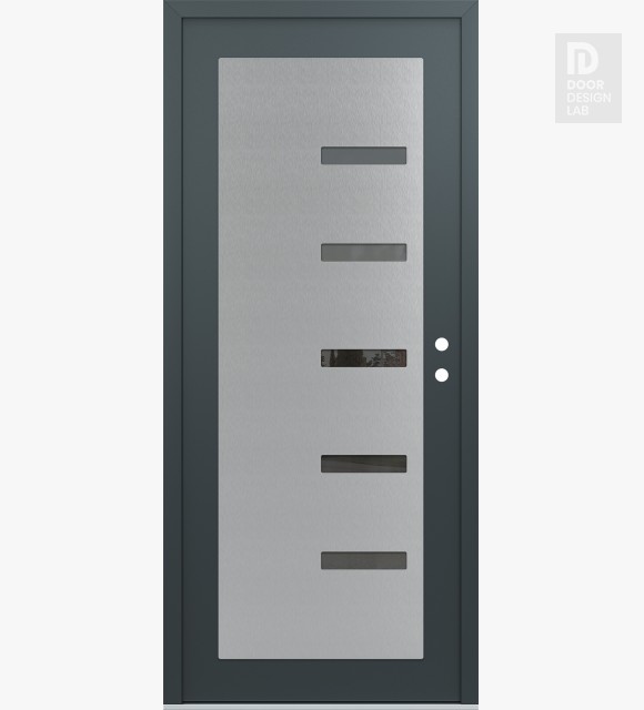 Modern Steel Front Door Diamond C8 36" x 80" anthracite/anthracite mirrored Glass Panel stainless steel LHI
