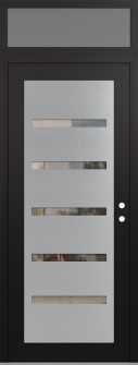 Diamond C7 36" x 96" black/black clear Glass Panel stainless steel LHI with Transom frosted Glass