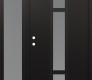 Modern Steel Front Door DIAMOND A9 48" X 80" BLACK/WHITE FROSTED GLASS PANEL BLACK RHI WITH SIDELITE FROSTED GLASS