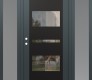 Modern Steel Front Door Diamond C10 60" x 80" anthracite/anthracite clear Glass Panel black RHI with 2 Sidelites frosted Glass
