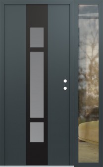 DIAMOND A9 48" X 80" ANTHRACITE/ANTHRACITE FROSTED GLASS PANEL BLACK LHI WITH SIDELITE CLEAR GLASS