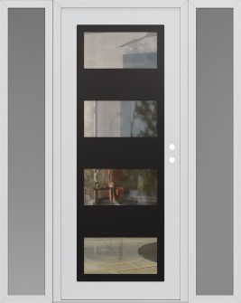 Diamond C2 64" x 80" white/white clear Glass Panel black LHI with 2 Sidelites frosted Glass
