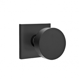 EMTEK ROUND KNOB WITH SQUARE ROSETTE PASSAGE RH FLAT BLACK (US19) 5110