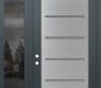 Modern Steel Front Door Diamond C11 52" x 96" anthracite/anthracite frosted Glass Panel stainless steel RHI with Sidelite and Transom mirrored Glass
