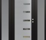 Modern Steel Front Door Diamond C8 60" x 80" black/black clear Glass Panel stainless steel LHI with 2 Sidelites frosted Glass