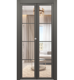Avon 4 Lite Clear Vetro Gray Matte Bi-folding doors