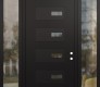 Modern Steel Front Door Diamond D7 64" x 96" black/black clear Glass Panel black LHI with 2 Sidelites and Transom clear Glass
