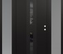 Modern Steel Front Door DIAMOND A6 64" X 80" BLACK/BLACK MIRRORED GLASS PANEL BLACK LHI WITH 2 SIDELITES FROSTED GLASS