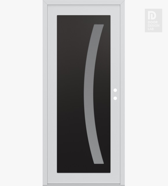 Modern Steel Front Door Diamond C4 36" x 80" white/white frosted Glass Panel black LHI