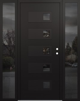 Diamond D2 68" x 80" black/black mirrored Glass Panel black LHI with 2 Sidelites mirrored Glass