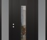 Modern Steel Front Door DIAMOND A1 64" X 96" BLACK/BLACK CLEAR GLASS PANEL BLACK RHI WITH 2 SIDELITES AND TRANSOM FROSTED GLASS