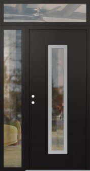 DIAMOND A11 52" X 96" BLACK/BLACK CLEAR GLASS PANEL STAINLESS STEEL RHI WITH SIDELITE AND TRANSOM CLEAR GLASS