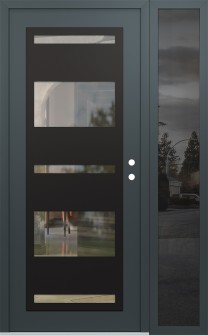 Diamond C10 52" x 80" anthracite/anthracite clear Glass Panel black LHI with Sidelite mirrored Glass