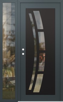 Diamond C12 50" x 80" anthracite/anthracite clear Glass Panel black RHI with Sidelite clear Glass