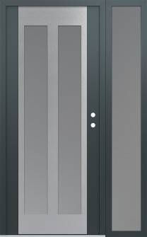Diamond C14 52" x 80" anthracite/anthracite frosted Glass Panel stainless steel LHI with Sidelite frosted Glass