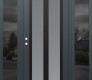 Modern Steel Front Door Diamond C14 60" x 80" anthracite/anthracite frosted Glass Panel black RHI with 2 Sidelites mirrored Glass