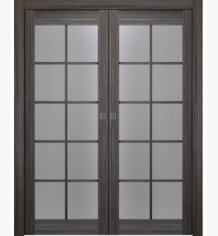 Palladio 10 Lite Vetro Gray Oak Double pocket doors