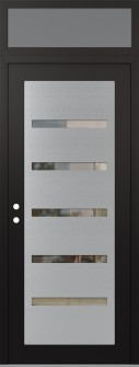 Diamond C7 36" x 96" black/black clear Glass Panel stainless steel RHI with Transom frosted Glass