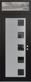 Diamond C5 36" x 96" black/black mirrored Glass Panel stainless steel LHI with Transom clear Glass