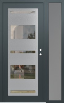 Diamond C10 52" x 80" anthracite/anthracite clear Glass Panel stainless steel LHI with Sidelite frosted Glass