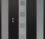 Modern Steel Front Door DIAMOND A12 68" X 80" BLACK/WHITE FROSTED GLASS PANEL STAINLESS STEEL RHI WITH 2 SIDELITES FROSTED GLASS