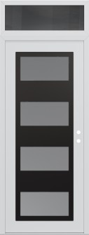 Diamond C2 36" x 96" white/white frosted Glass Panel black LHI with Transom mirrored Glass