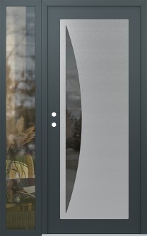Diamond C13 50" x 80" anthracite/anthracite mirrored Glass Panel stainless steel RHI with Sidelite clear Glass