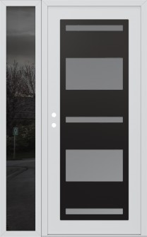 Diamond C10 52" x 80" white/white frosted Glass Panel black RHI with Sidelite mirrored Glass