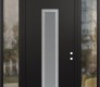 Modern Steel Front Door DIAMOND A11 60" X 96" BLACK/WHITE FROSTED GLASS PANEL STAINLESS STEEL LHI WITH 2 SIDELITES AND TRANSOM CLEAR GLASS